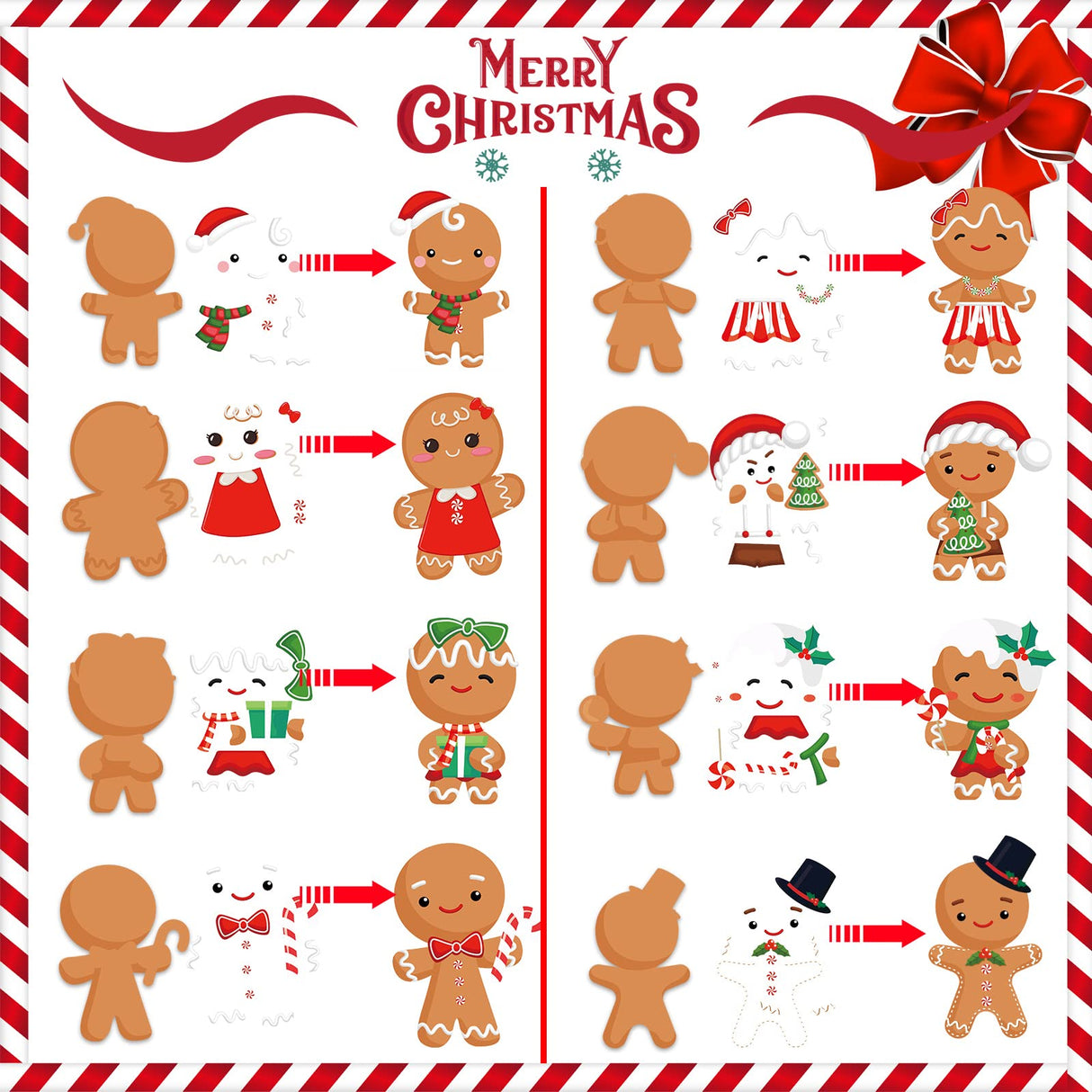 Yinder 48 Pcs Christmas Craft Kit Bulk Christmas DIY Arts and Crafts Tree Ornament Kit Make Your Own Xmas Tree Ornaments Self Adhesive Sticker Sheets for Xmas Decoration(Gingerbread Man) Yinder