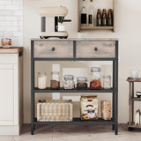 HOOBRO 29.5" Narrow Console Table with 2 Fabric Drawers, Small Entryway Table with 3-Tier Storage Shelves, Thin Sofa Table, Side Table, for Living Room, Hallway, Greige and Black BG72XG01 HOOBRO