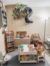 Asweets Kids Table and Chair Set,4 in 1 Toddler Desk with Storage Drawer,Wooden Activity Table for 2 in 1 Detachable Tabletop,Bookshelve,Suitable for Classroom,Home, Nursery, Playroom (Natural White) Asweets