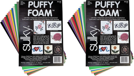 Sulky Of America 12 Color 2mm Puffy Foam Assortment, 6" by 9" (Two Pack) Sulky