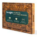 Yes4All Durable Acacia Cutting Boards for Kitchen, [17''Lx13''Wx1.5” Thick] Medium End Grain Cutting Board, Pre Oiled Wood Cutting Boards, Thick Chopping Board w/Juice Grooves and Easy Grip Handle Yes4All