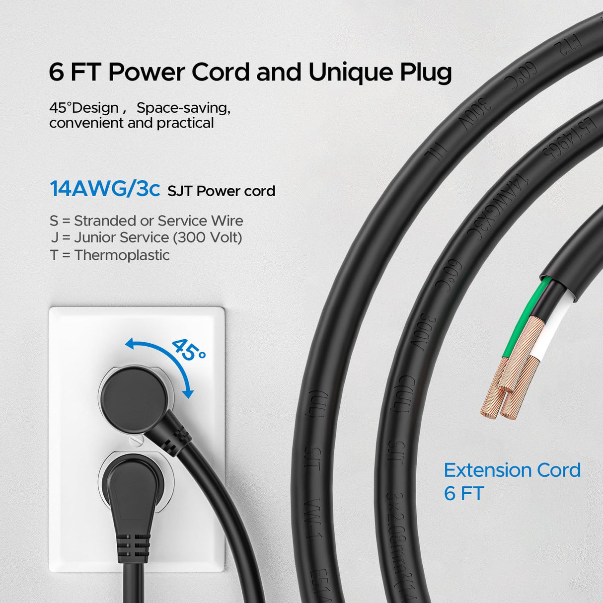 CRST 6 Outlet Heavy Duty Power Strip with Switch, 15A/1875W Metal Mountable Power Strip Surge Protector 2100Joules, Wide Spaced Power Bar for Garage Worshop Home School, 6 FT Cord CRST