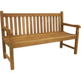 Sunnydaze Mission-Style 59-Inch Teak Wood Outdoor Bench with Light Brown Finish Sunnydaze