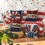 AVOIN colorlife Let Freedom Ring Stars Fireworks Red White Flower Throw Pillow Covers, 18 x 18 Inch 4th of July Patriotic Independence Memorial Day USA Flag Cushion Case for Sofa Couch Set of 4 AVOIN colorlife