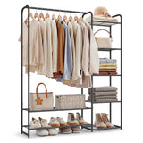 SONGMICS Wardrobe Closet, 44.1 Inch Large Portable Closet, Clothes Rack for Hanging Clothes,Heavy Duty Garment Rack, Storage Organizer with Shelves, 44.1 x 11.4 x 62.4 Inches, Black ULGR462B01 SONGMICS