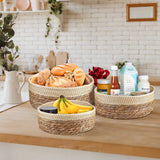 Round Rattan Baskets Set for Organizing Wicker Storage Basket for Fruit, Bread Serving Decorative Gift Baskets Empty, Countertop Baskets for Pantry and Bathroom Unistyle