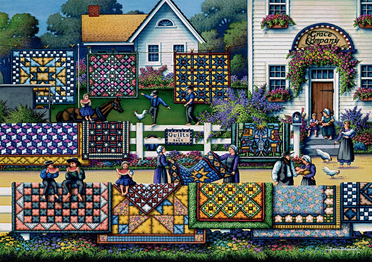 Buffalo Games - Dowdle - Amish Quilts - 300 Piece Jigsaw Puzzle for Adults -Challenging Puzzle Perfect for Game Nights - Finished Size is 21.25 x 15.00 Buffalo Games