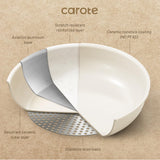 CAROTE 15pcs Ceramic Cookware Set, Pots and Pans Set Non Stick, Induction Kitchen Cookware Sets, Non Stick RV Cookware Set with Detachable Handle, Dishwasher/Oven Safe Cookware Set, Cream White CAROTE