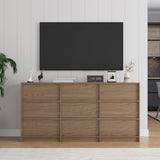 Jiaoun 9 Drawer Dressers for Bedroom, Modern Large Wood Dresser Chest of Drawers, Wide Dresser Organizer for Living Room, Hallway, Walnut Jiaoun