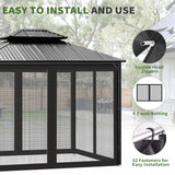 Gazebo Universal Replacement Mosquito Netting, 10' x 10' Outdoor Canopy Net Screen 4-Panel Sidewall Gazebo Curtains, with Zippers, Easy to Install, Fit for Most Gazebo 10x10 Canopy，Patio （Black） Generic
