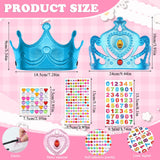 ZYNERY 29 Pcs Birthday Crowns for Kids Fabric Crafts with Stickers Bulk 4-14mm Rhinestones,Princess Tiaras DIY Crown Gifts for Girls Boys Role Rlay ZYNERY