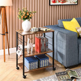 Mr IRONSTONE Microwave Cart 23.7'' for Small Space, 3-Tier Coffee Cart Rolling Kitchen Utility cart Microwave Stand on Wheels, Rustic Brown Mr IRONSTONE