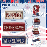 CroBlissful 4 Pcs Memorial Day Decorations Patriotic Tiered Tray Decorations 4th of July Table Sign Farmhouse Red White Blue Rustic Wood Block Stack Sign for Home Shelf Mantel(Ribbon) CroBlissful