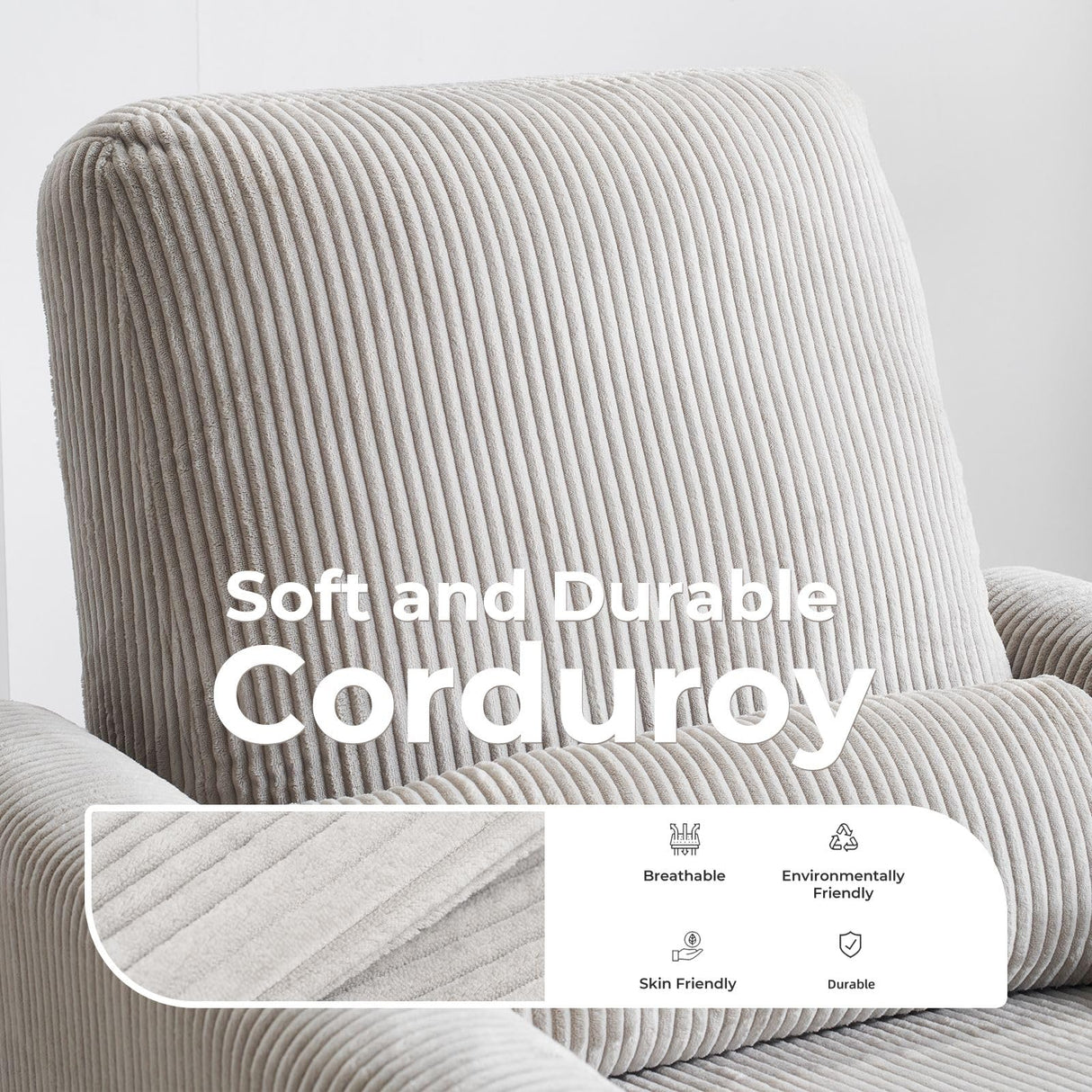 Rhevoy 360° Swivel Glider Recliner Chair, Oversized Rocker Recliner with Heating and Massage, Glider Chair for Nursery with Pillow,24" Extra Wide Rocking Chair for Living Room, Grey Rhevoy