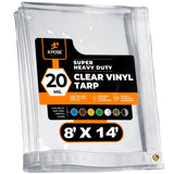 8' x 14' Clear Vinyl Tarp - Super Heavy Duty 20 Mil Transparent Waterproof PVC Tarpaulin with Brass Grommets - for Patio Enclosure, Camping, Outdoor Tent Cover, Porch Canopy - by Xpose Safety Xpose Safety