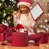UNIQOOO 5Pcs Red Glitter Xmas Gift Box Set with Lid, Assorted Size, Square Nested Wedding Keepsake Boxes, Holiday Paper Box Tower For Birthday Party, Mother's Day Gift Wrap Packaging UNIQOOO