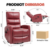 Manual Swivel Rocker Recliner Chair with Massage, Overstuffed Recliner Glider with Vibration Massage and Heat for Nursery, Living Room Reclining Sofa Chair, PU Leather Red Luxlen