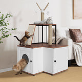 Cat Tree Litter Box Enclosure Hidden Litterbox, Large Tall Cat Tower for Indoor Cats Large Adult, 2 in 1 Multi Level 48.8 Inch Wooden Furniture with Scratching Post, Hanging Balls for Pets Attracoast
