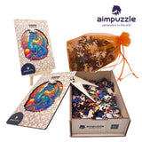 Dragon Wooden Puzzles for Adults Kids, Unique Animal Shaped Cool Wooden Jigsaw Puzzles, Premium Box Wood Cut Puzzles for Teens, Best Family Ideas (L-11.8 * 11.2 in-229pcs) AIMPUZZLE