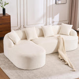 VYNELITO Oversized Sectional Sofa with Chaise for Living Room, 99" Modern Luxury Chenille 4-Seater Sofa Extra Wide Seat L-Shape Curved Cloud Couch with 4 Throw Pillows, White VYNELITO