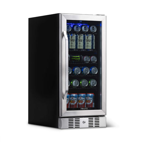 NewAir Beverage Refrigerator Cooler with 96 Can Capacity - Built-in Mini Bar Beer Fridge for Bedroom, Dorm, Office - Small Refrigerator Cools to 34F Perfect For Beer, Soda, And Drinks NewAir