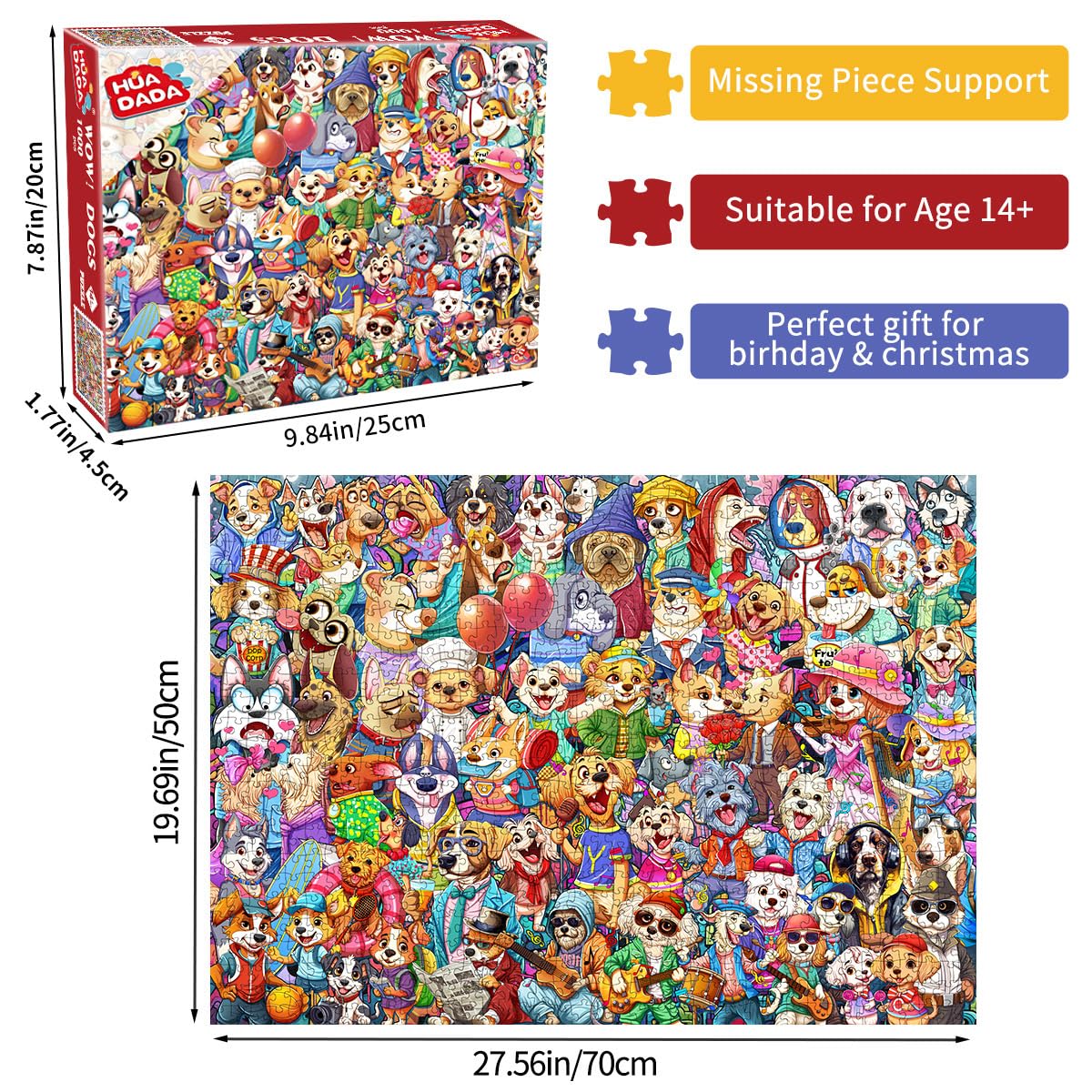 Jigsaw Puzzles for Adults 1000 Piece Puzzle for Adults 1000 Pieces Puzzle 1000 Pieces Dog's World Puzzle, Cartoon Puzzles 1000 Pieces Jigsaw Puzzles for Adults 1000 Pieces and Up HUADADA