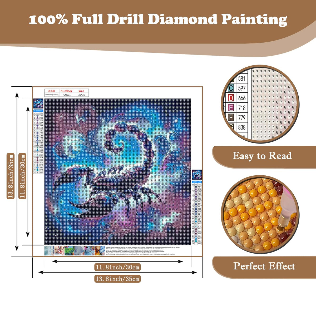 Xoaoes Scorpio Diamond Art Kits for Adults, 5D Diamond Painting Kits for Adults, DIY Gem Painting, Crafts for Adults, Dimond Art Paintings Kit, Full Drill Diamond Dot for Home Wall Decor 14 X 14 Inch Xoaoes