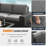 KHOLH Patio Furniture Set with Fire Pit Table, 10 Pieces Outdoor All-Weather Wicker Conversation Sectional Chair Sofa Set with 2 Swivel Chairs KHOLH