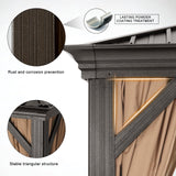 ABCCANOPY Hardtop Gazebo 10x10 - Outdoor Metal Hard Top Gazebo, Permanent Galvanized Steel Aluminum Framed Pavilion with Netting and Curtain for Patio Backyard Lawn Garden (Double Roof, Khaki) ABCCANOPY