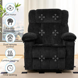 PUREMIND Power Lift Recliner Chair for Elderly, Dual Motor Electric Reclining Chairs with Massage and Heat - Velvet Fabric, Strong Support, Black PUREMIND