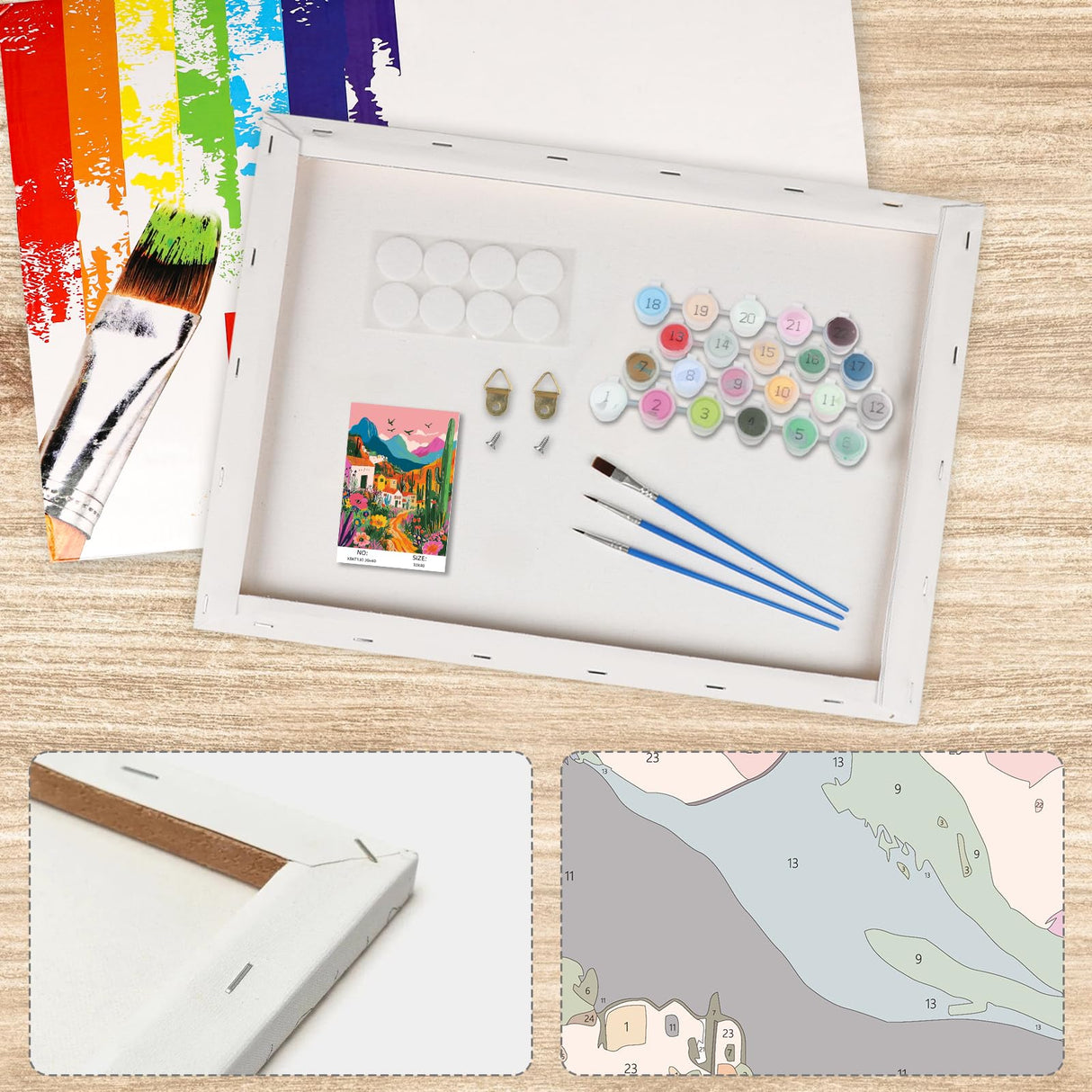 Lxmsja Mountains Landscape Paint by Numbers Kit for Adults, Cacti Acrylic Paint by Numbers for Adults Beginner, DIY Craft Supplies Oil Painting Kits for Home Wall Decor 12x16 inch (Framed) Lxmsja