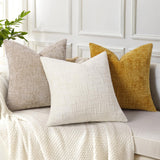 decorUhome Christmas Cream White Chenille Throw Pillow Covers 18x18 Set of 2 Thick Textured Slubby Couch Pillow Covers Farmhouse Accent Modern Neutral Decorative Pillow Cases for Bed Sofa Living Room decorUhome