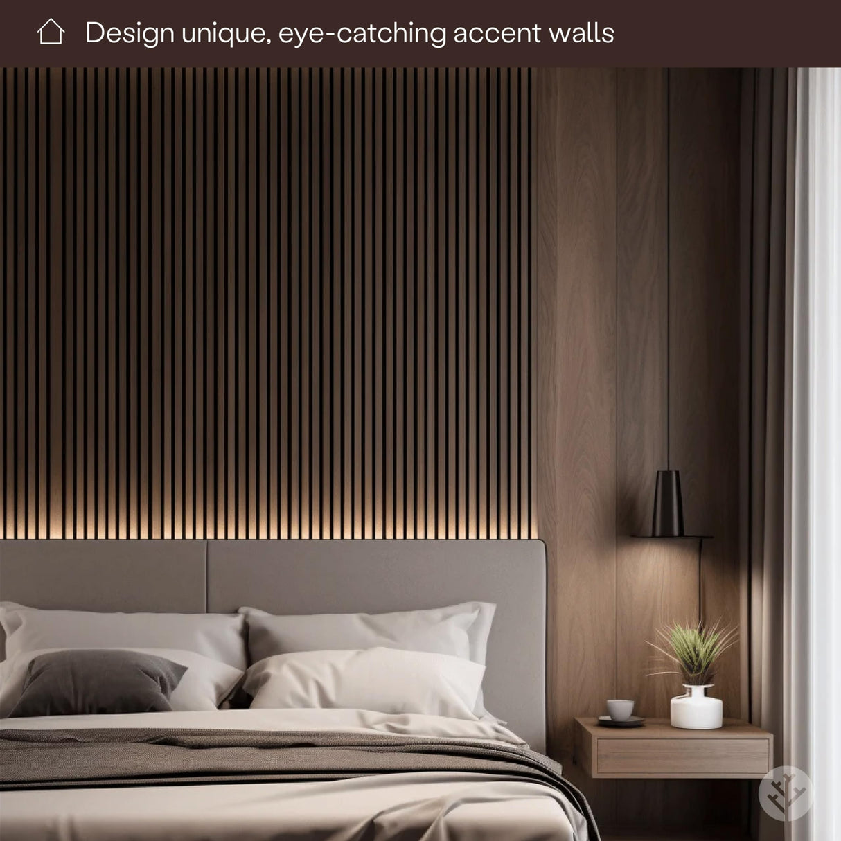 Bark & Bole Walnut Luxury Wood Slat Veneer Wall Panel 94.49” x 12.6” Interior Decor Sound Absorption WVH