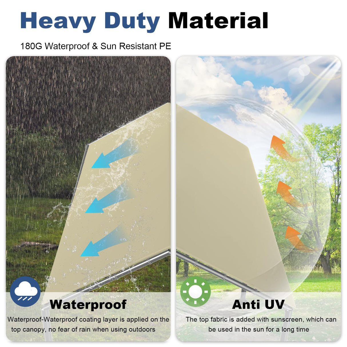 Grezone 10 x 20ft Heavy Duty Carport,Portable Car Tent Garage,All Season UV Resistant Car Canopy for Auto,Truck,Boat,Car (Beige) Grezone