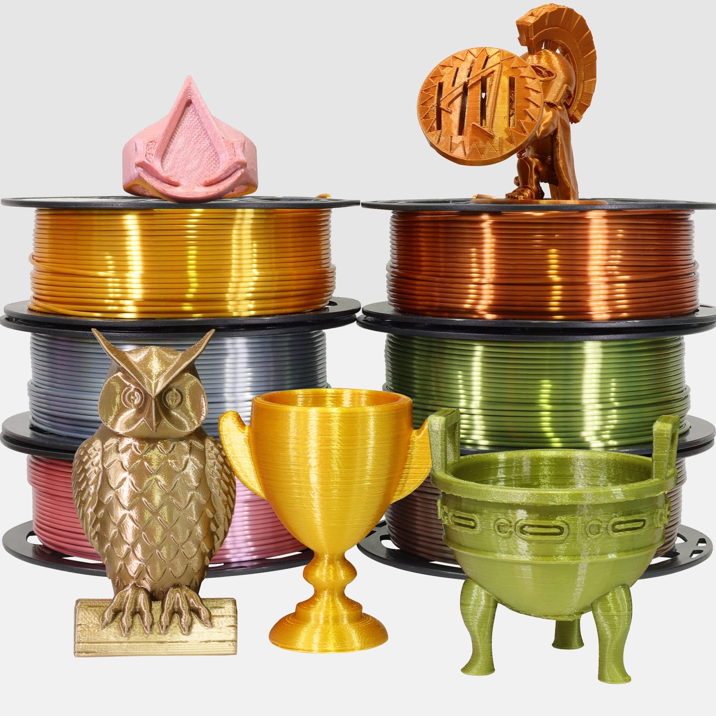 MIKA3D 6 Spools 1.75mm Silk PLA 3D Printer Filament Bundle, 6 Metallic Shiny Colors: Gold/Silver/Copper/Bronze/Coffee Gold/Rose Gold, Each Spool 250g X 6 Spools, Total 1.5Kg 3D Printer Materi - WoodArtSupply