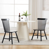 DM Furniture Windsor Dining Chairs Set of 6 Armless Dining Room Chair with Spindle Back,Farmhouse Side Chair,Solid Wood French Country Kitchen Chairs for Home/Restaurant/Patio, Black DM Furniture