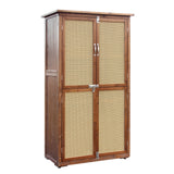 YTGLEN 60 Inches Outdoor Storage Shed, Wood Shed with Rattan Indoor Storage Cabinet with Floor, Adjustable Shelves for Patio, Garden,Lawn and Living Room, Carbonized Black YTGLEN