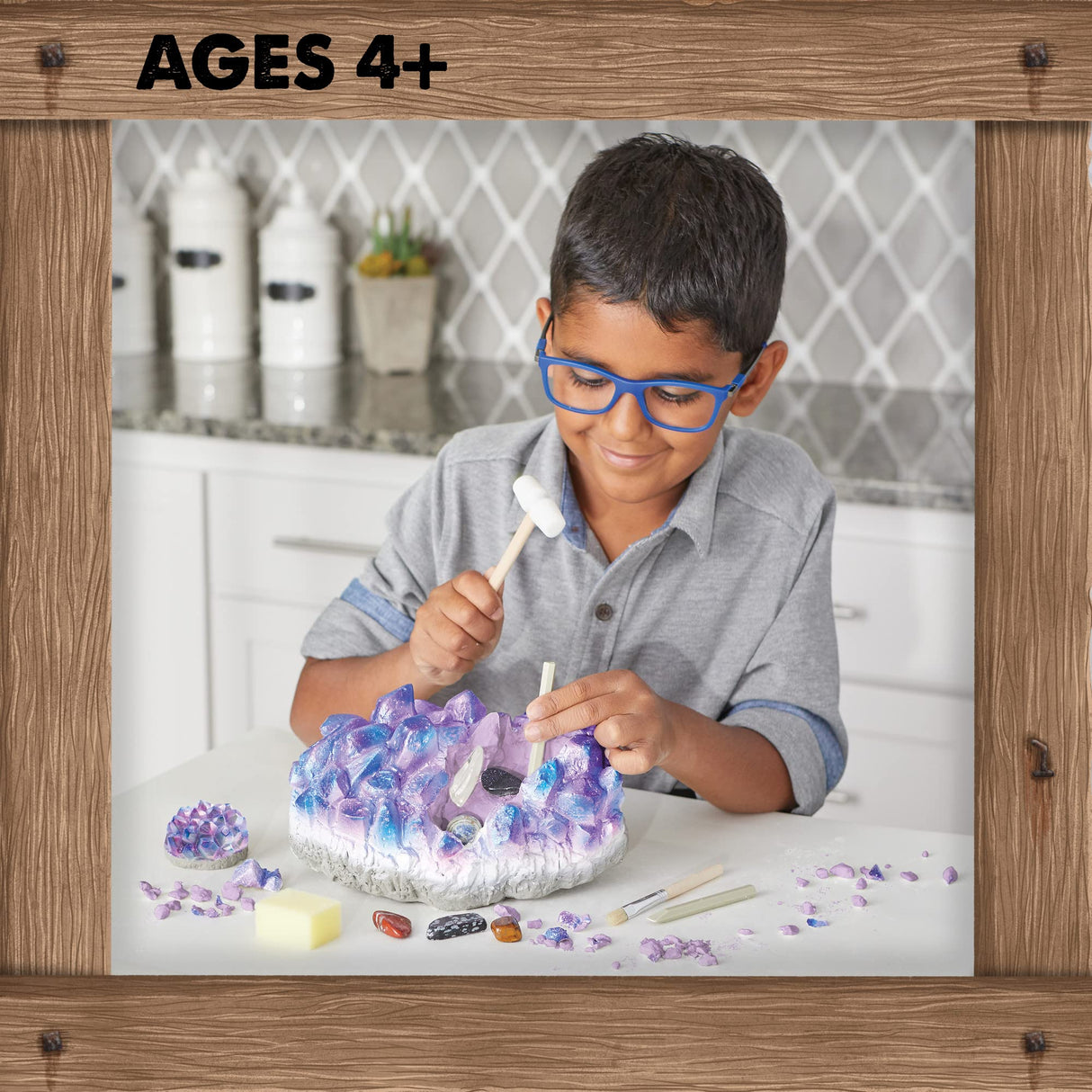 MindWare Dig It Up Giant Gem Discovery Kit - Gemstone Dig Kit Offers Geology for Kids with 12 Real Polished Hidden Gemstones - Includes 1 Giant Gem, Chiseling Tools, Gemstone Poster - Ages 4+ MindWare