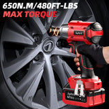 Avhrit Cordless Impact Wrench 1/2 inch, 480Ft-lbs (650Nm) Brushless Power Impact Gun 1/2 drive w/ 4.0Ah Battery, 4 Sockets, 6 Screwdriver Bits, Fast Charger, Electric Impact Wrench for Car Tire Avhrit