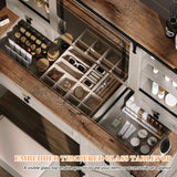 AMERLIFE 42'' Farmhouse Makeup Vanity Desk with Sliding Mirror and Lights, Glass Tabletop Vanity Table with 2 Drawers & Shelves for Bedroom(NO Bench), Antique White AMERLIFE