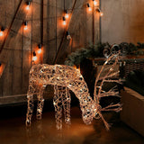 Alpine Corporation 24"H Outdoor Rattan Grazing Reindeer Lawn Decoration with White Lights , Christmas Decoration Alpine Corporation