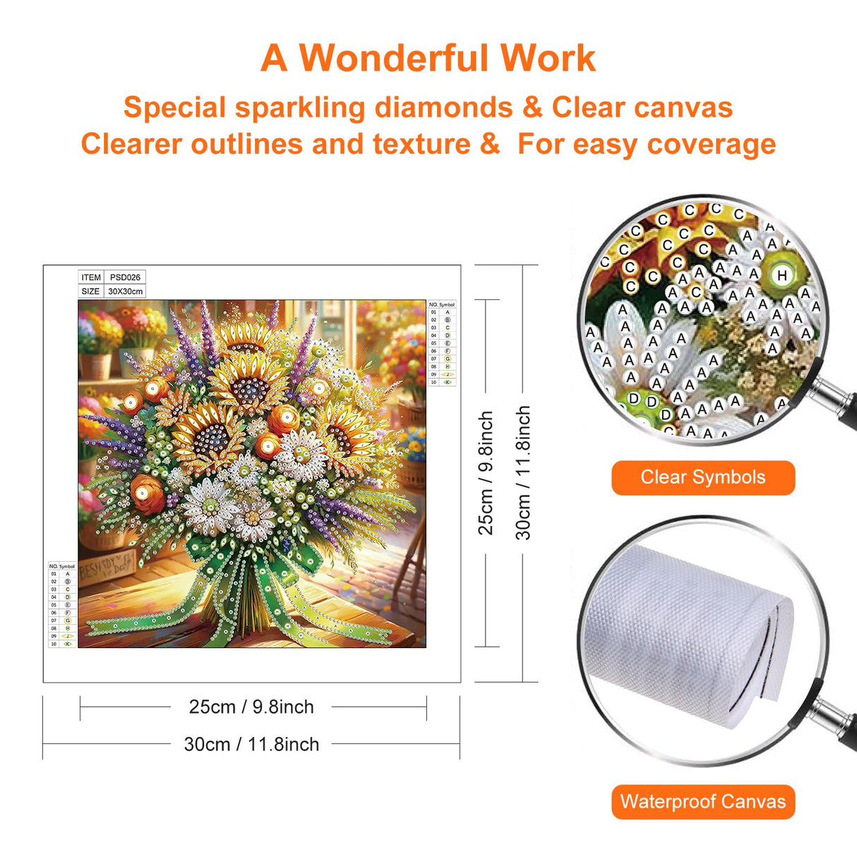 Acudotr Diamond Painting Kits for Adults, 5D Special Shape Diamond Art Kits for Beginners, Crystal Rhinestones Diamond Painting for Home Wall Decoration, Flower, 12×12 Inch Acudotr