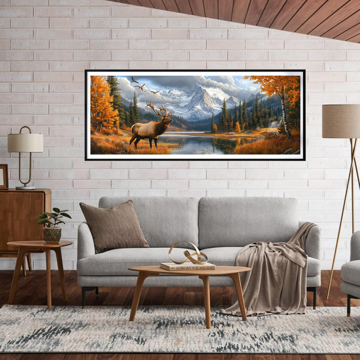 Yomiie Large 5D Diamond Art Kits for Adults, Elk Diamond Painting Art Animals DIY Full Round Drill Kits, Embroidery Rhinestone Diamond Crystal Craft Canvas Home Wall Decor 31.5x11.81 inch Yomiie