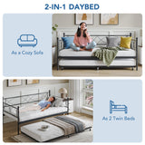 IDEALHOUSE Twin daybed with Trundle, Metal Twin Daybed and Trundle Set, Day Bed Sofa Bed Frame with Steel Slat Support, Multifunctional Daybed Frame for Bedroom (Modern - Black) IDEALHOUSE