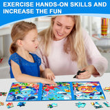 Magnetic Puzzles for Kids Ages 3-5, 3 in 1 Ocean World Toddlers Magnet Jigsaw Puzzle Book, Kids Travel Puzzles Toys, Preschool Learning Toy for Kids 3-8 Year (Ocean World) EREBADI