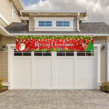Lecheme Merry Christmas Banner 8x1.6 ft Yard Fence Backdrop Outdoor Red Santa Christmas Party Decorations Lecheme