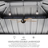 Kozyard 6’ x 8’ BBQ Hardtop Grill Gazebo, Outdoor Barbecue Gazebo with Double Galvanized Metal Roof, Aluminum BBQ Gazebo with 2 Side Shelves for Outdoor Grilling Station (Gray/Hardtop) Kozyard