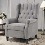 EBELLO Pushback Recliner Chair, Fabric Armchair Push Back Recliner with Rivet Decoration, Mid Century Wingback Accent Chair for Living Room, Bedroom, Grey EBELLO