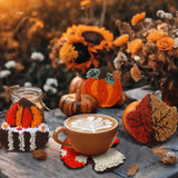 Mindsoft 6 Pcs Fall Punch Needle Coaster Kit Thanksgiving Punch Needle Embroidery Kits with 6 Patterns Yarn Tools Sticky Felt Embroidery Hoop Instruction for Adult Beginner DIY Craft Supplies Mindsoft