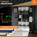 METALTIGER Metal Storage Cabinet with Wheels & Lock, Rolling Garage Storage Locker with Locking Doors, Tool Cabinet on Wheels (72" Large Rolling Digital, Black) METALTIGER